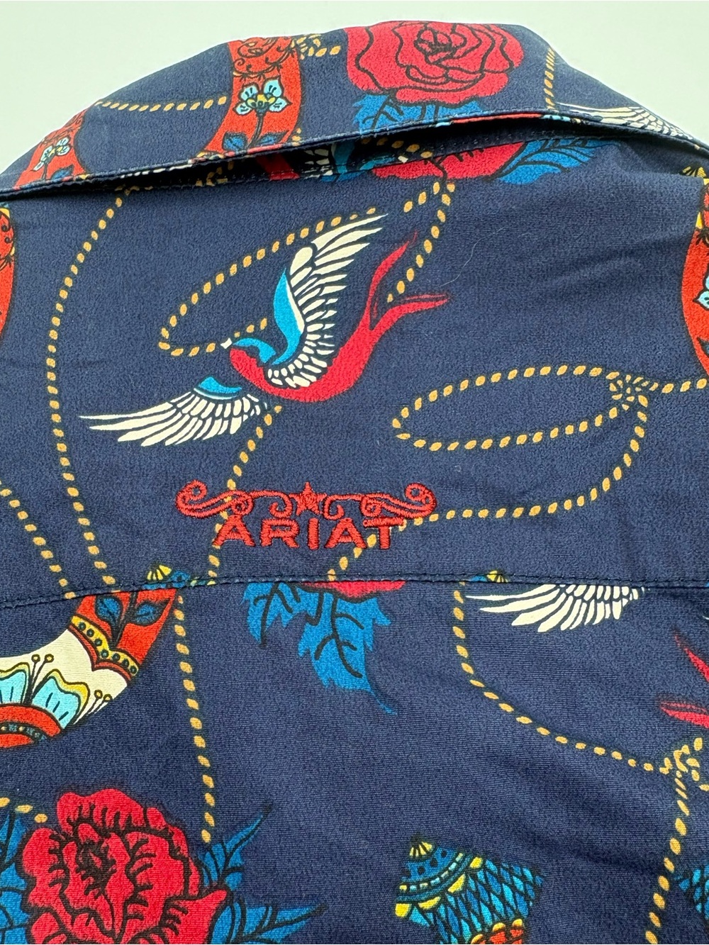 Ariat REAL Kirby Stretch Shirt M Ropey Rose Print Western Horseshoe Floral - Picture 13 of 16